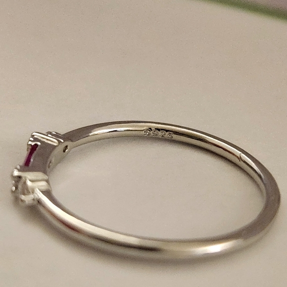 New 925 Silver Ruby Diamond Band Stacking Ring for Women - Picture 7 of 13